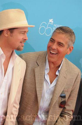 Brad Pitt and George Clooney at the 65th annual Venice Film Festival, 2008