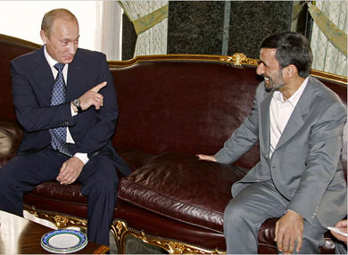 President Vladimir V. Putin of Russia with President Mahmoud Ahmadinejad of Iran in Tehran