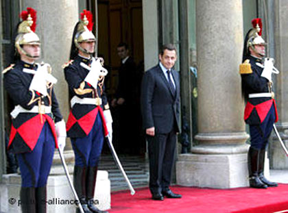 Sarkozy wants to redeploy his forces -- not necessarily in front of his office, though