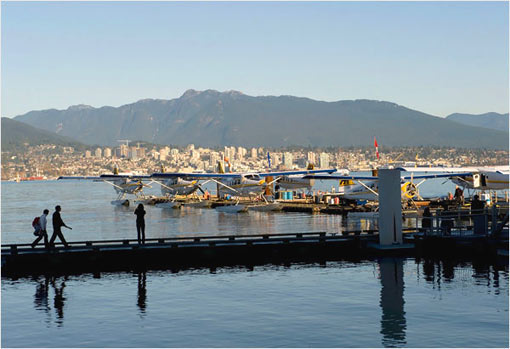 Sea planes dock in Coal Harbor