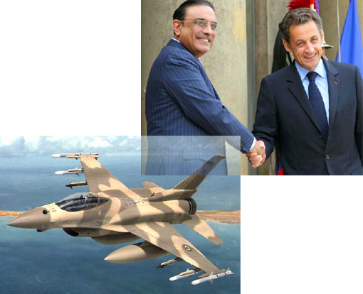 Top R: French President Nicolas Sarkozy shakes hands with Pakistani President Asif Ali Zardari prior to a meeting at the Elysee Palace in Paris on May 15, 2009