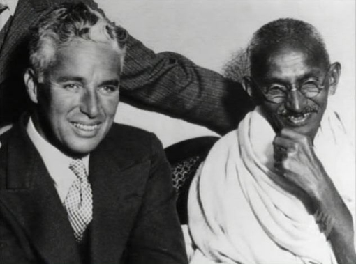 Chaplin with Gandhi