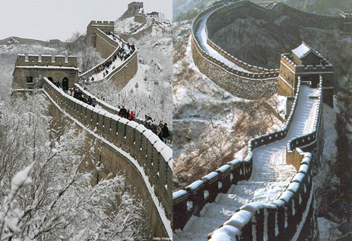 Snow blankets a stretch of the Great Wall of China in this file photo. Chinese Government officials have claimed recent successes in seeding clouds to produce snowfall in and around Beijing as a means of alleviating drought.