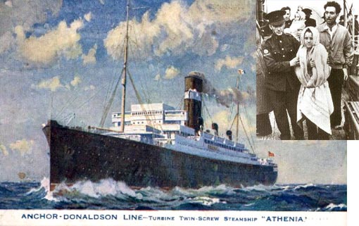 The Donaldson Liner Athenia, on charter to Cunard, had already left Glasgow on the 1st September and was heading for Montreal with 1100 passengers, more than 300 of which were American