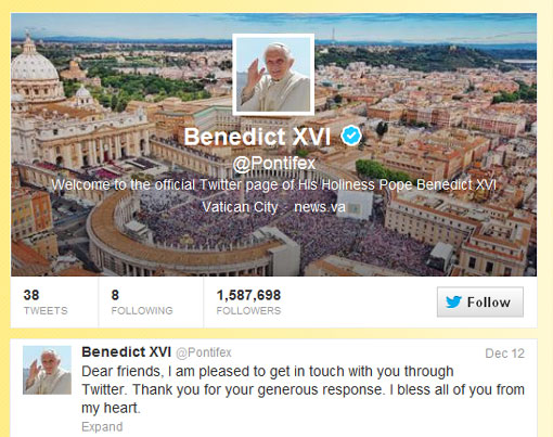 Pope on Twitter as Pontifex